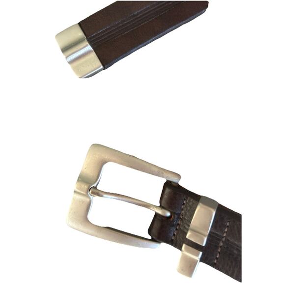 DESCENTE genuine leather belt 40 cuir verified Golf Casual Dress Western Brown - Picture 3 of 9